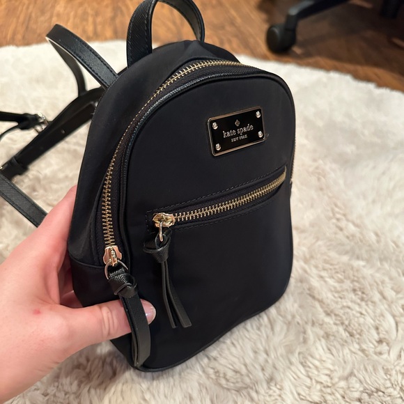 ♠️Kate Spade♠️ Mini Nylon Black & Gold Backpack - Picture 3 of 5